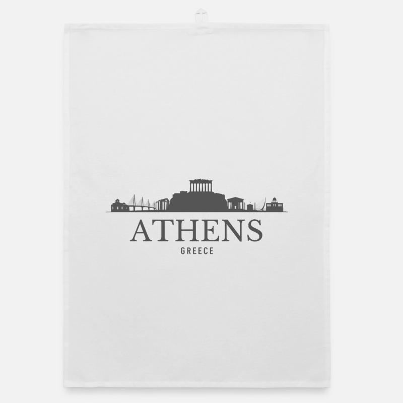 Athènes Grèce, silhouette d’Athènes Torchon bio