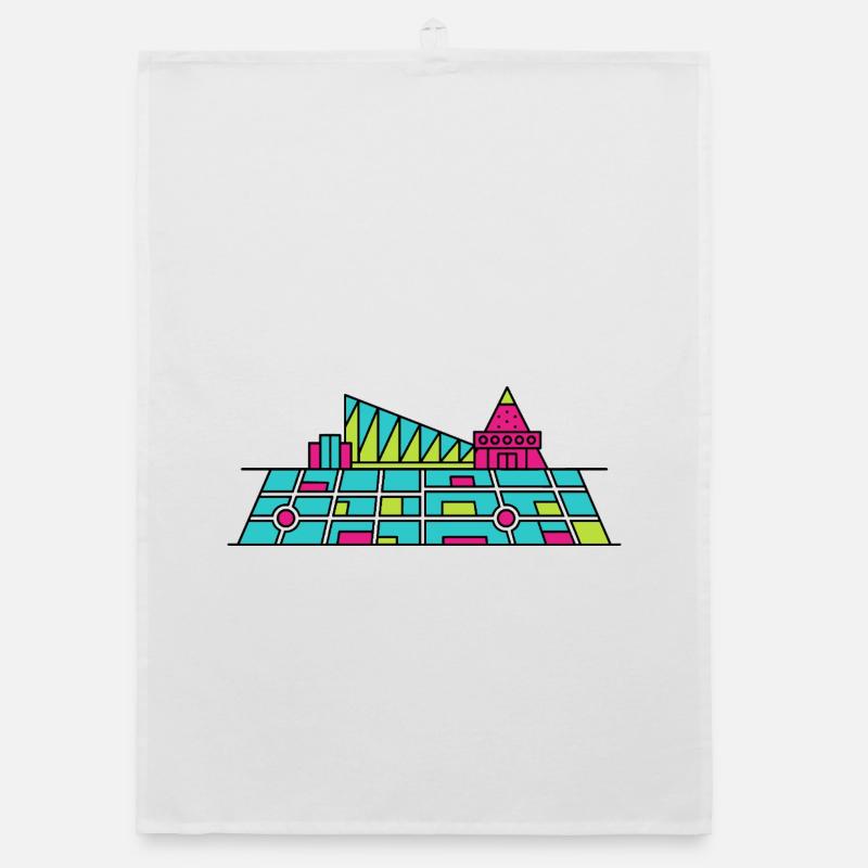 Milton Keynes City Skyline Xscape Modern Line Art Organic dish towel