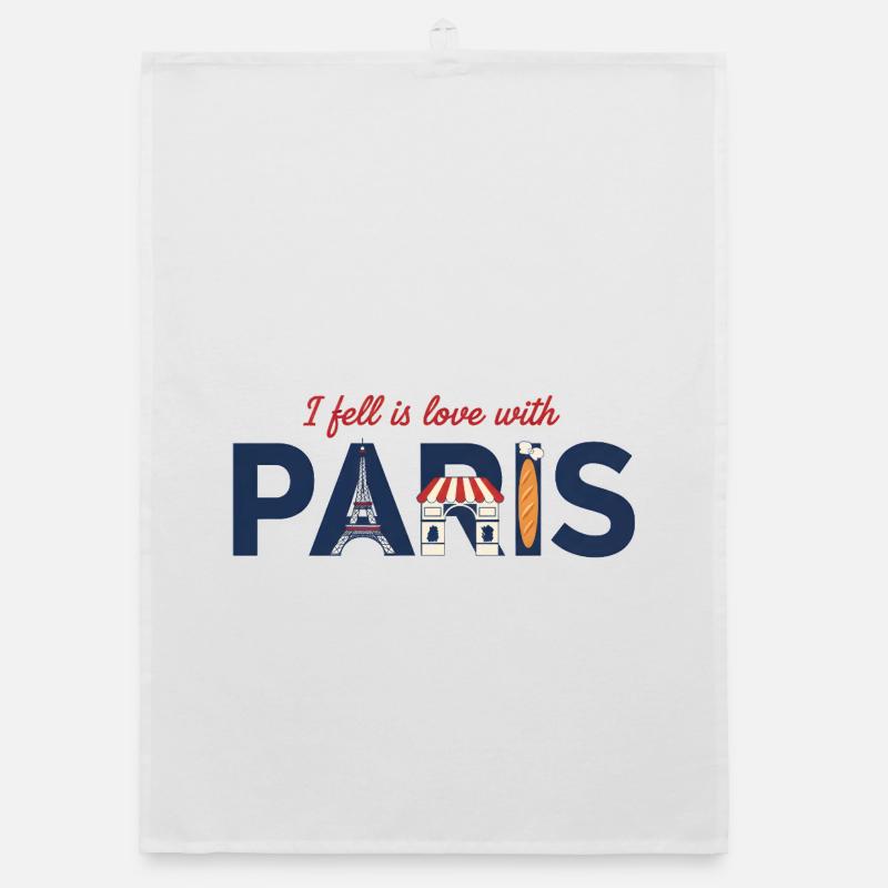 Paris Liebe – Eiffelturm & Baguette Design Organic Geschirrtuch