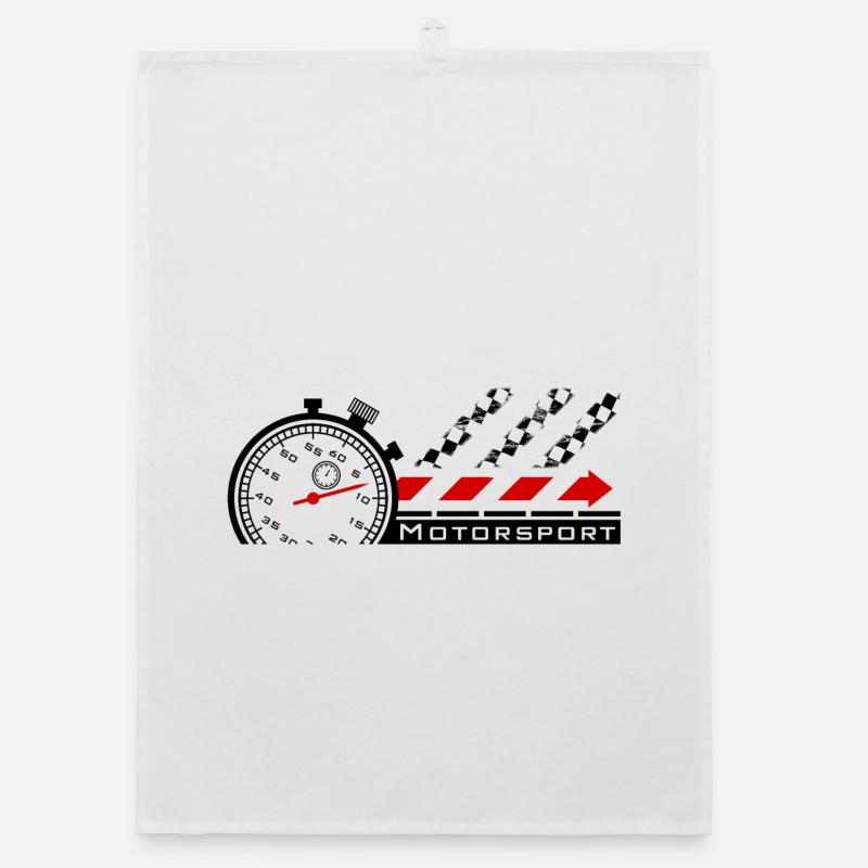 Chronomètre de sport automobile - Torchon bio - blanc