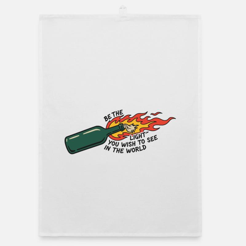 Flammende Flasche sei das Licht Organic Geschirrtuch