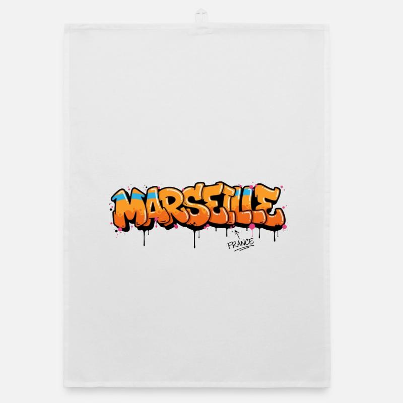 Lettrage graffiti de Marseille avec éclaboussures Torchon bio