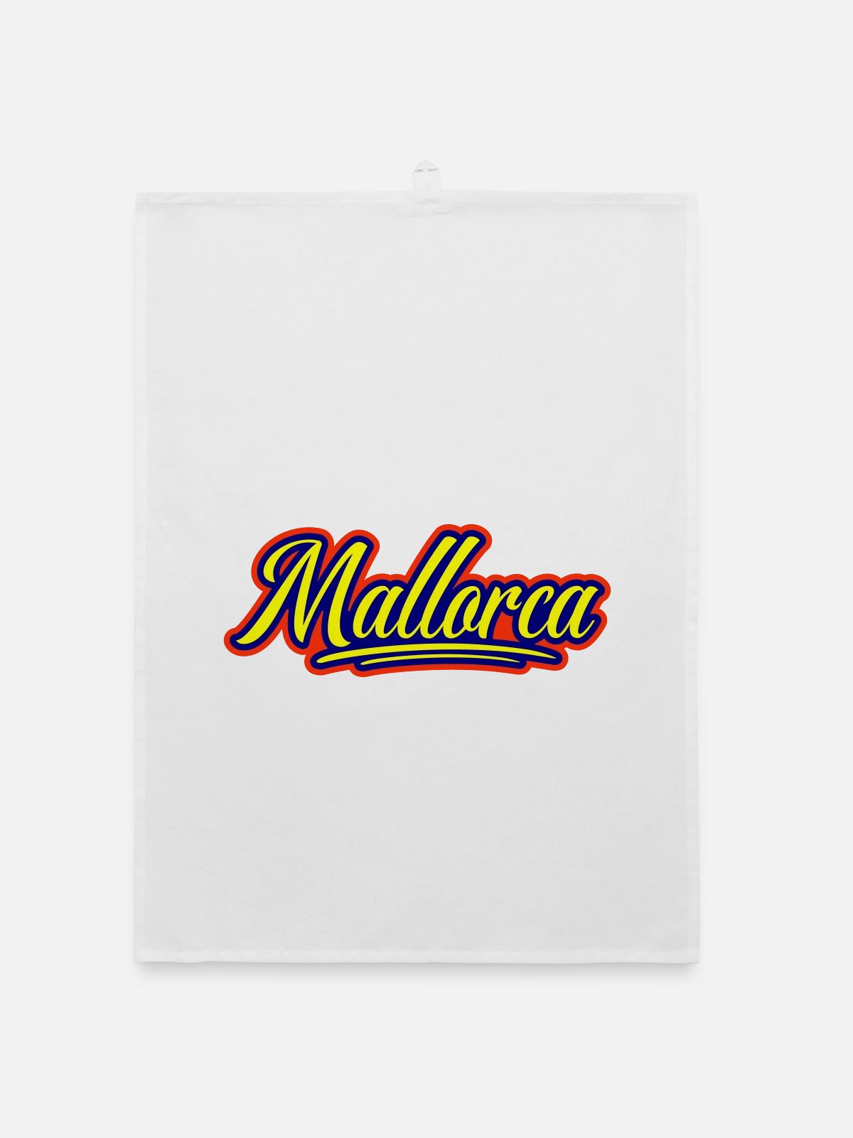 Mallorca Schrift - Organic Geschirrtuch - Weiß - Vorne