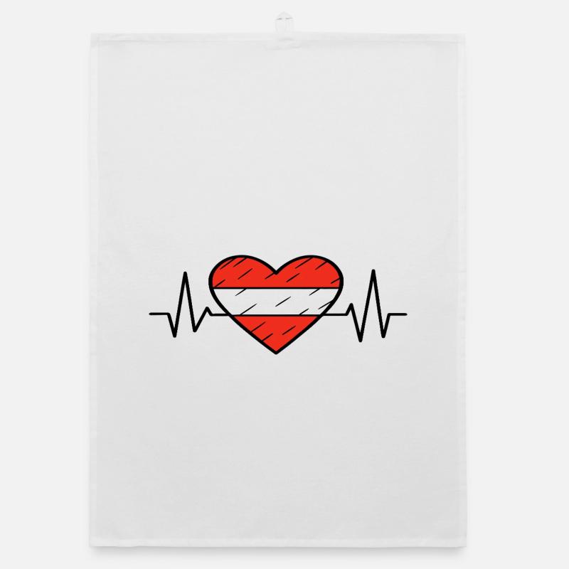 Austria Flag Heartbeat Line Austrian Pride Design Organic dish towel