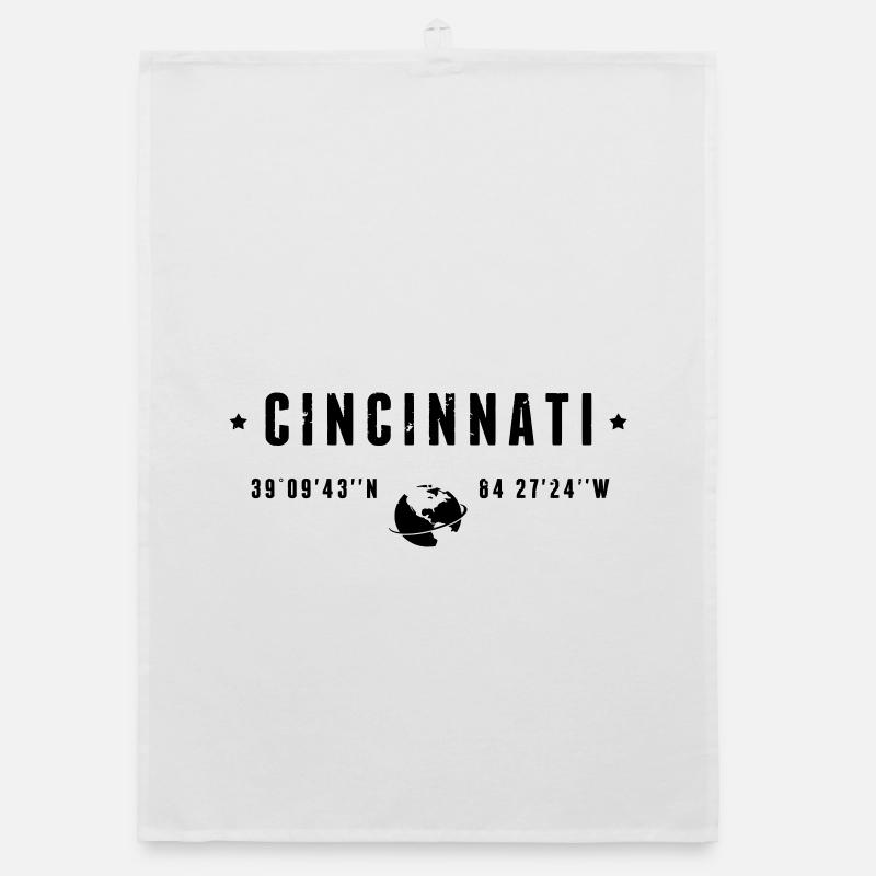 Cincinnati Ohio Coordinates Gps Globe Organic dish towel