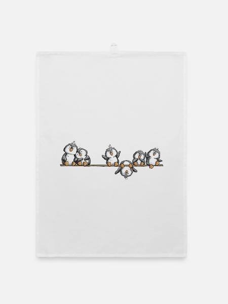Pinguine Team Antarktis Tierhumor Cartoon - Organic Geschirrtuch - Weiß