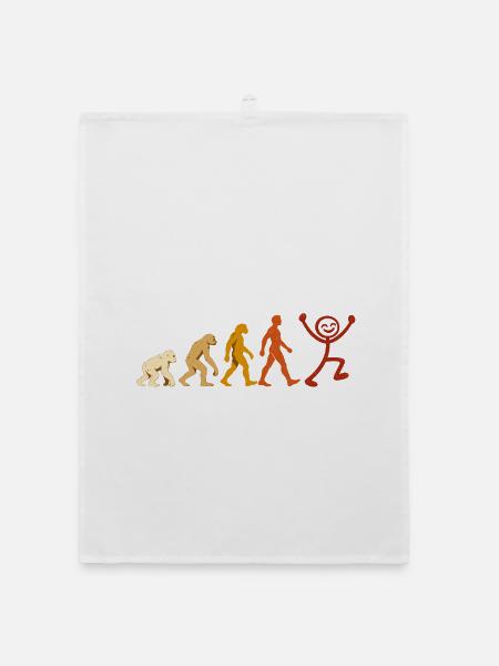 Evolution Mensch Freude Retro Design - Organic Geschirrtuch - Weiß - Vorne