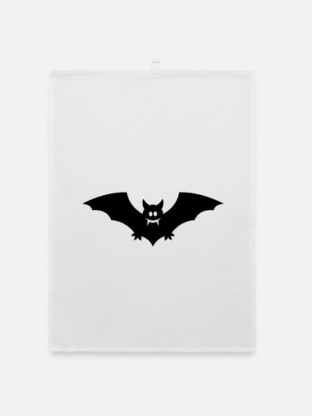Gruselige schwarze Fledermaus mit Vampirzähnen - Organic Geschirrtuch - Weiß - Vorne