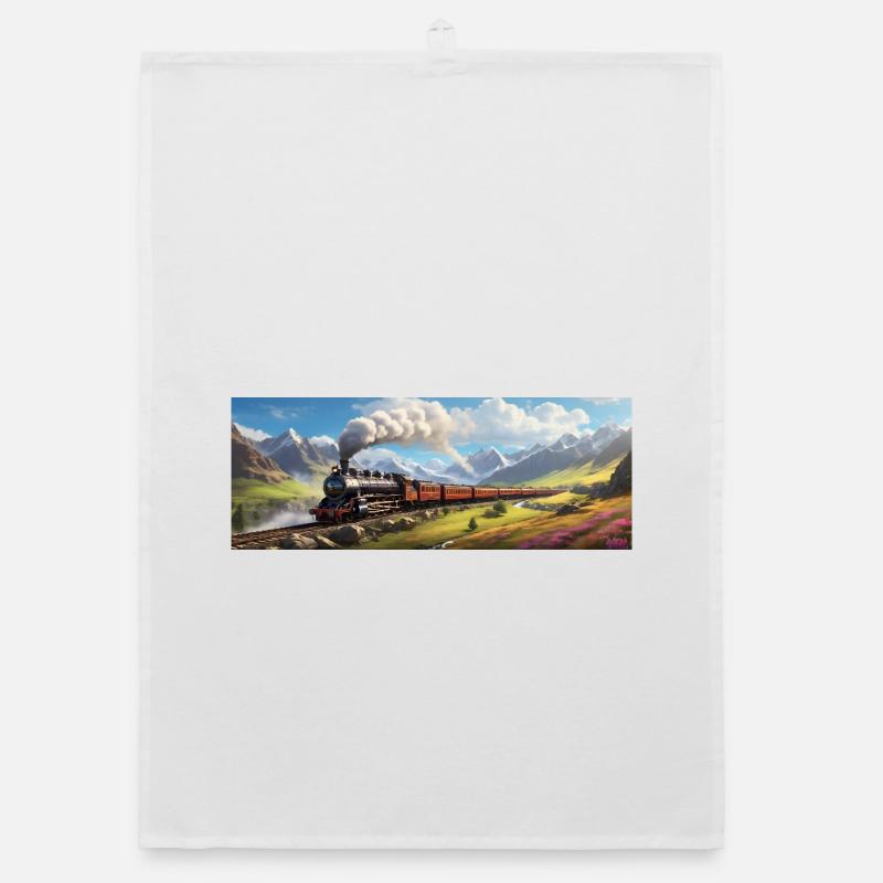 Nostalgischer Eisenbahnzug mit Dampflokomotive Organic Geschirrtuch
