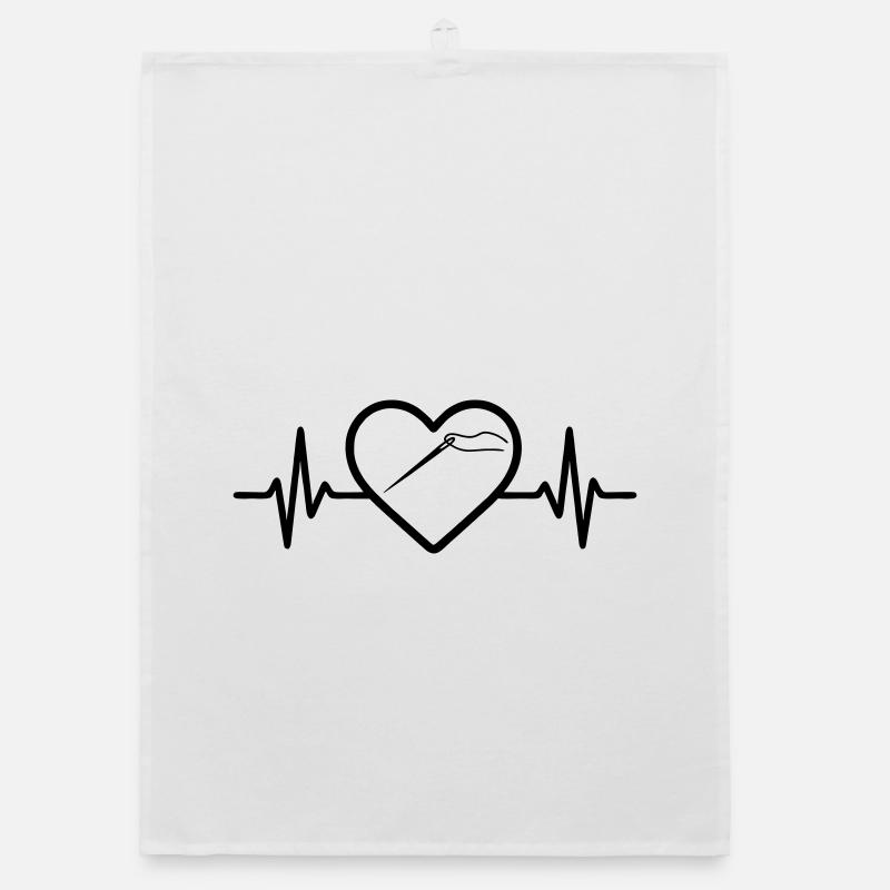 Sewing Spool Needle Scissors Heart Organic dish towel