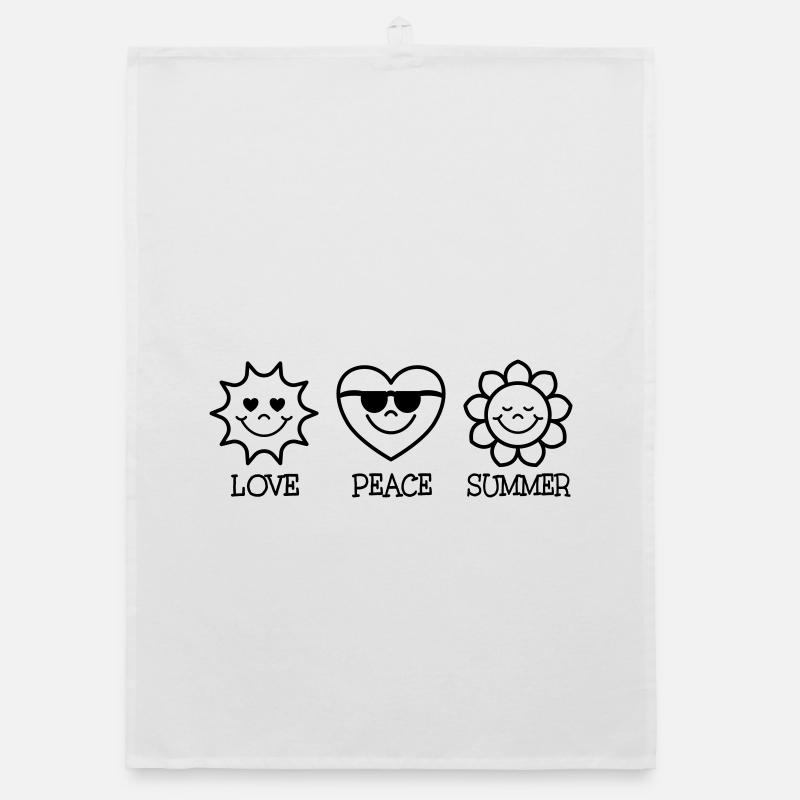 Love Peace Summer - Organic Geschirrtuch - Weiß
