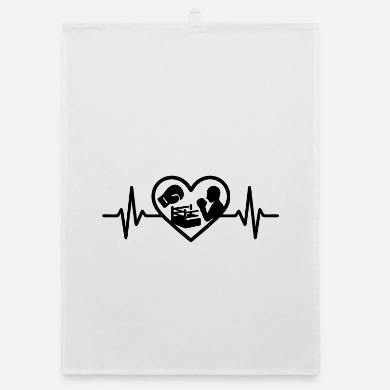 Silhouette d’anneau de gant de coeur de boxe Torchon bio