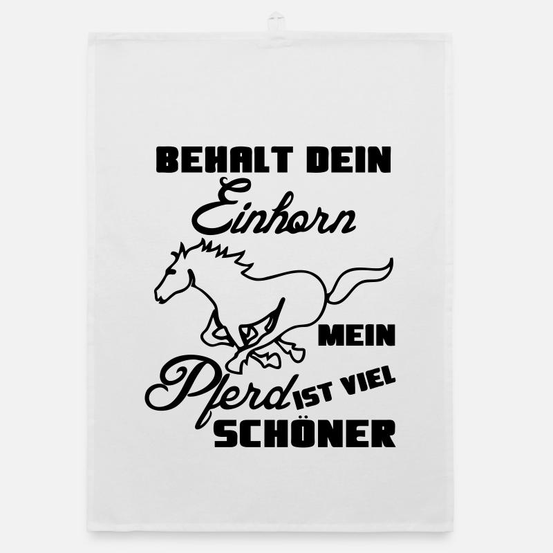 Pferd vs Einhorn Geschenk Tier lustig Spruch Organic Geschirrtuch