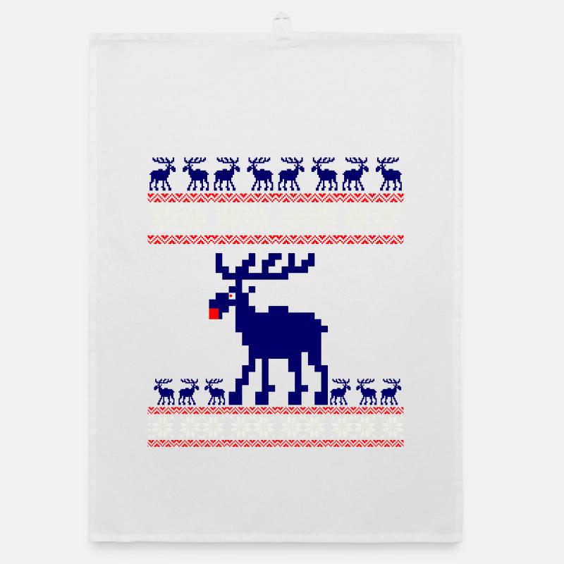 Reindeer Pattern Knitting Winter Rudolf Elk Pixel xma Organic dish towel