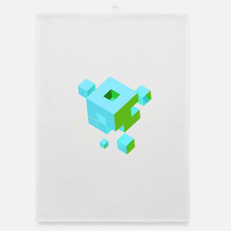 cube pixel 3d nerd game mind craft Rubix Zauber Organic dish towel