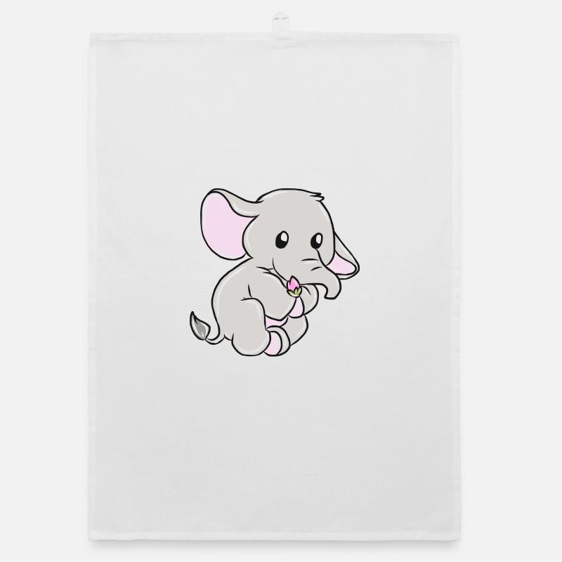 Elefant - Organic Geschirrtuch - Weiß