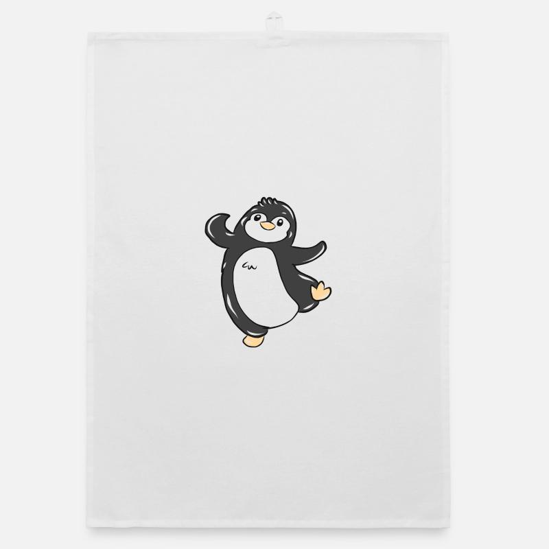 Pinguin - Organic Geschirrtuch - Weiß