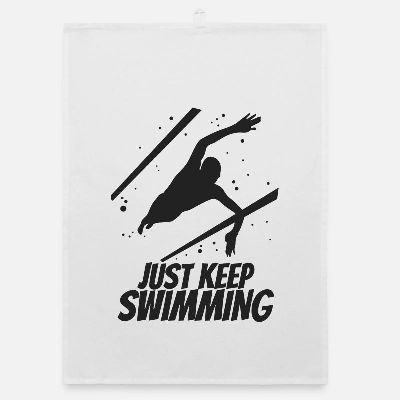 Just Keep Swimming - Organic Geschirrtuch - Weiß