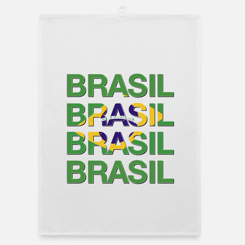 BRASIL Logo multiple Vert Jaune Bleu Torchon bio