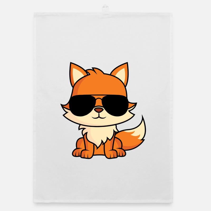Fuchs mit Pilotenbrille Organic Geschirrtuch