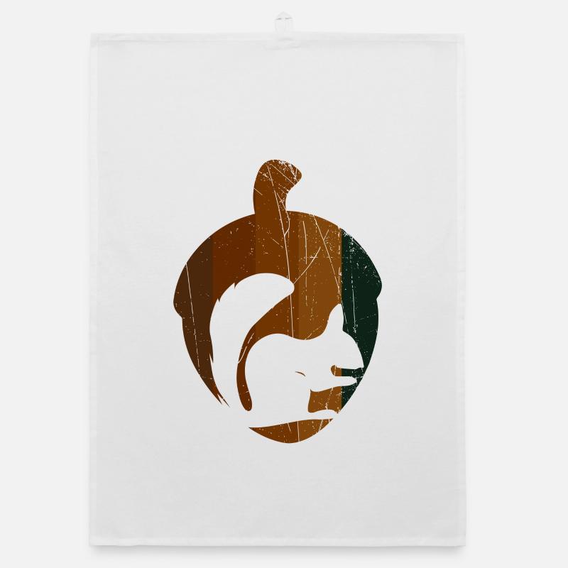 Squirrel hazelnut - design Organic dish towel
