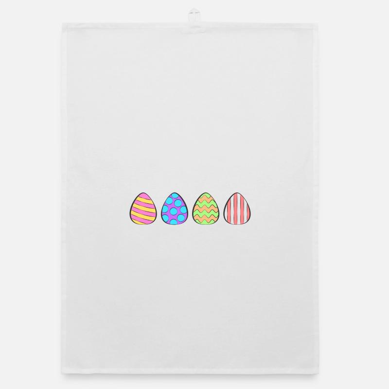 4 colorful Easter eggs Organic dish towel