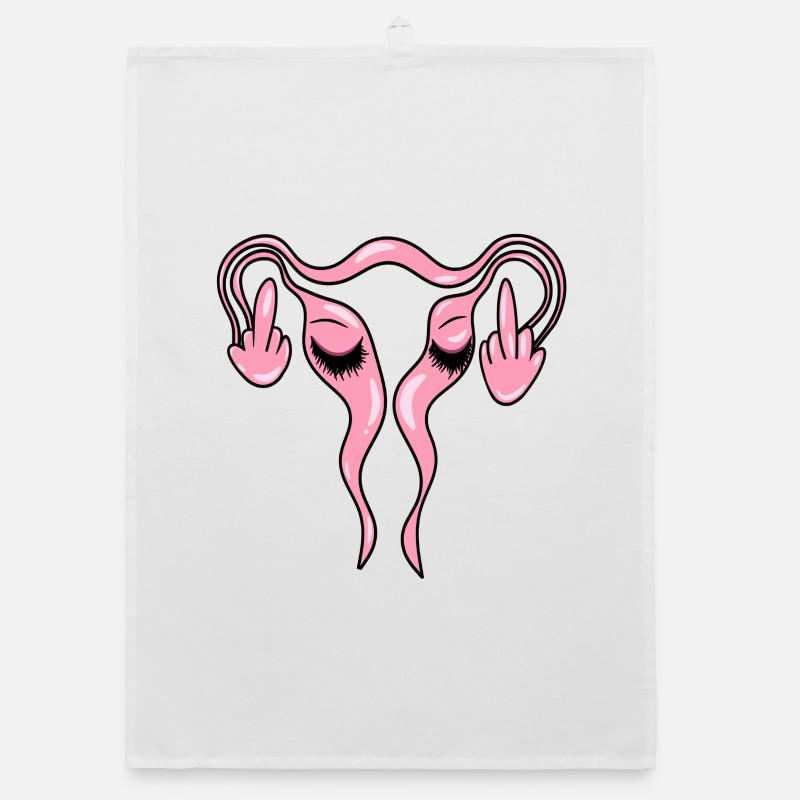 FCK Uterus - Eierstöcke mit Wimpern Organic Geschirrtuch