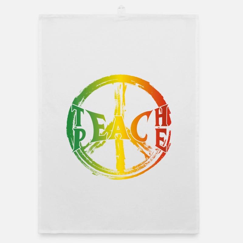 Teach Peace - Organic Geschirrtuch - Weiß