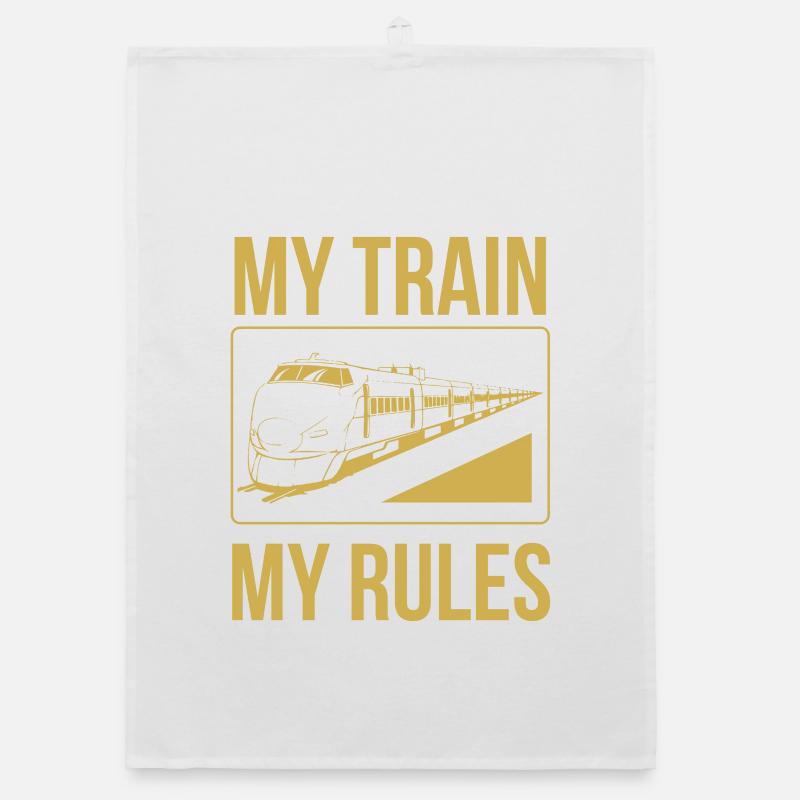 Train driver sayings my train my rules Organic dish towel