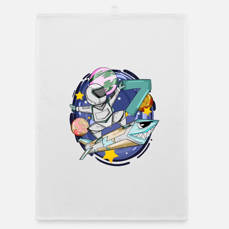 7 Birthday Astronaut Rockets Space Organic dish towel