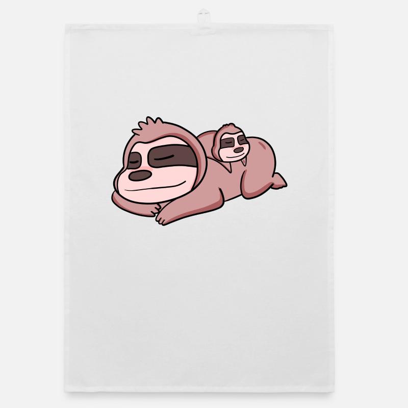 Sloth Dad with Baby Sloth Organic dish towel