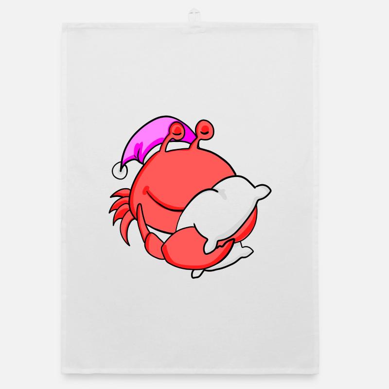 Crab with pillow and sleeping cap Organic dish towel