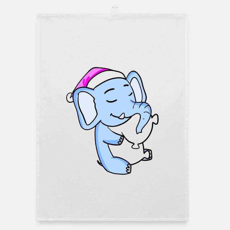 Elephant with pillow and sleeping cap Organic dish towel