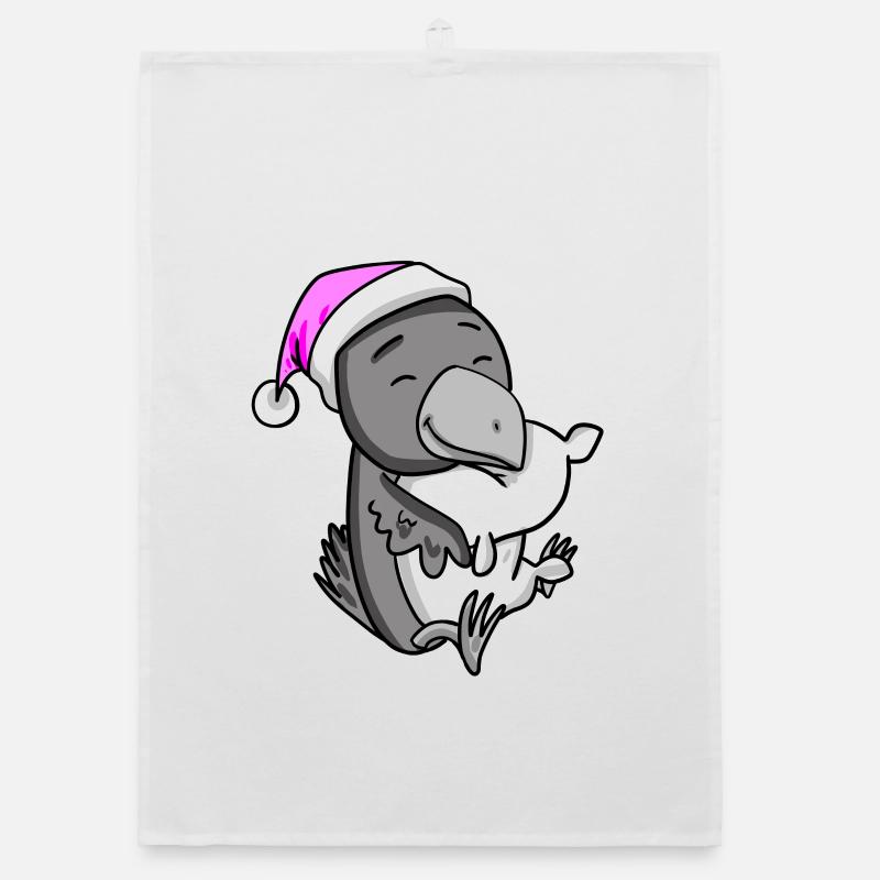 Crow with pillow and sleeping cap Organic dish towel