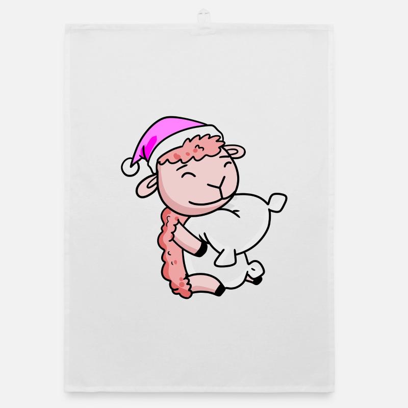 Sheep with pillow and sleeping cap Organic dish towel