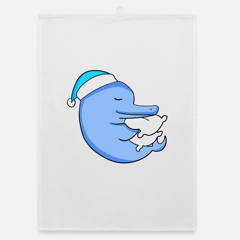 Dauphin avec oreiller et bonnet de couchage Torchon bio
