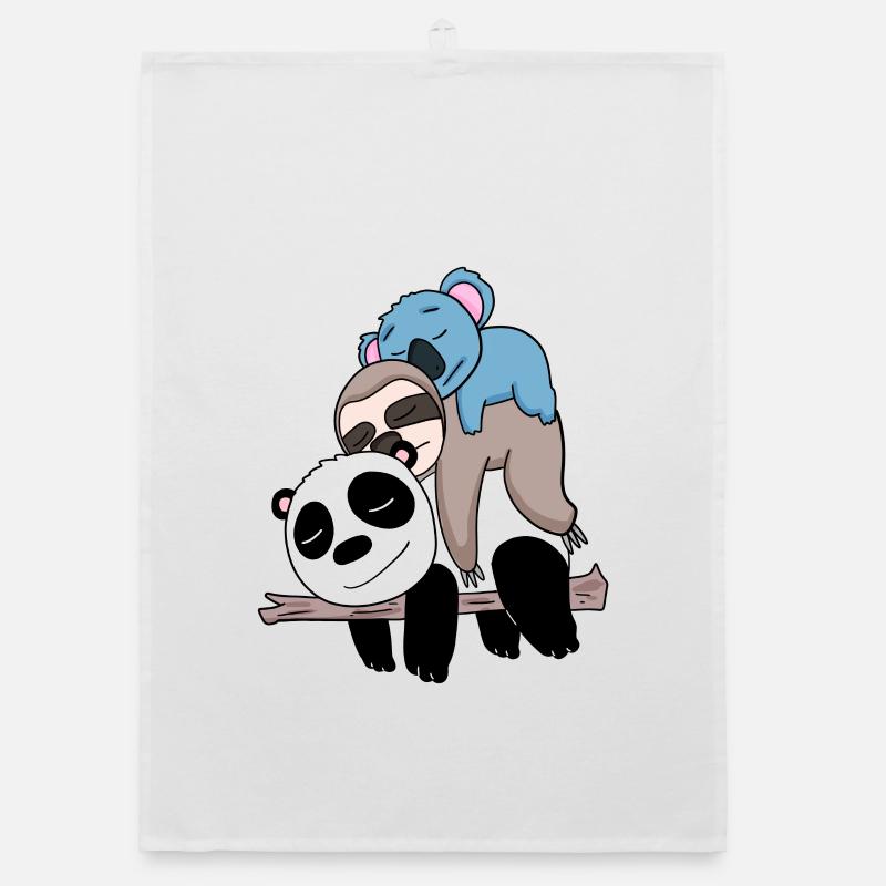Panda sloth and koala Organic dish towel