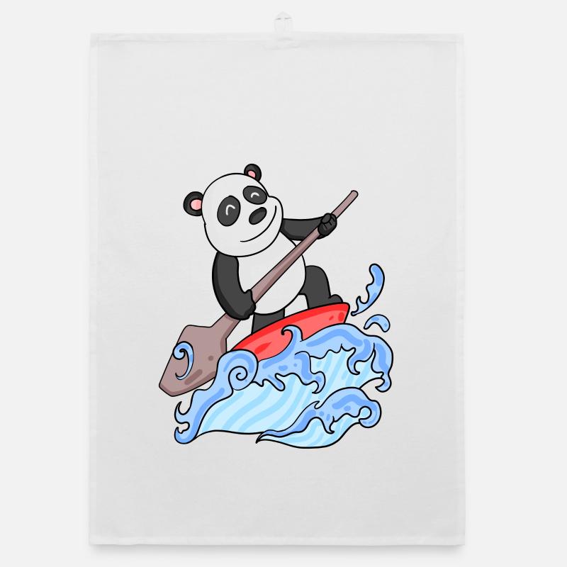 Stand Up Paddling Panda Organic Geschirrtuch