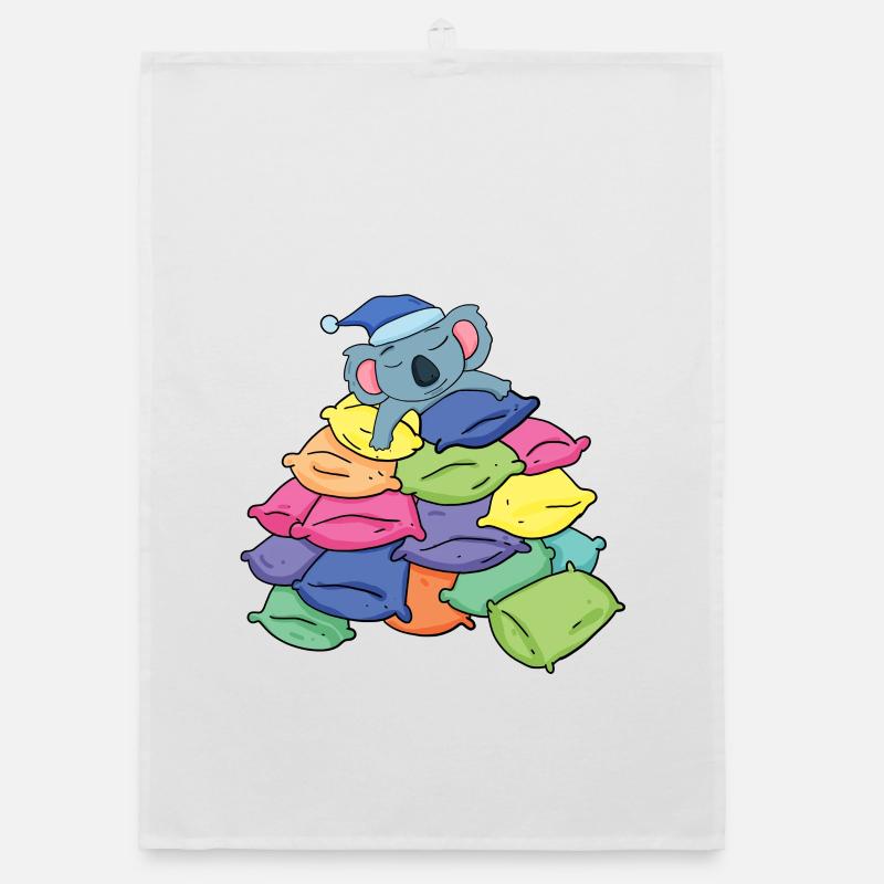 Koala and pillows Organic dish towel
