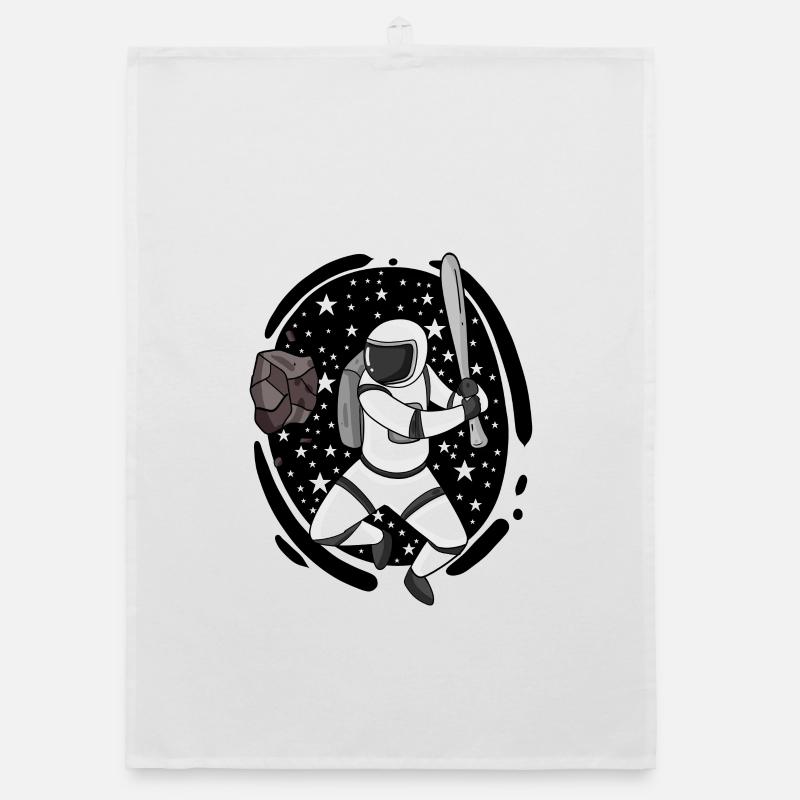 Astronaut with baseball bat in space Organic dish towel