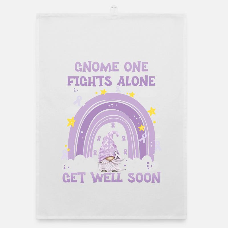 Gnome One Fights Alone Cancer Awareness Organic dish towel