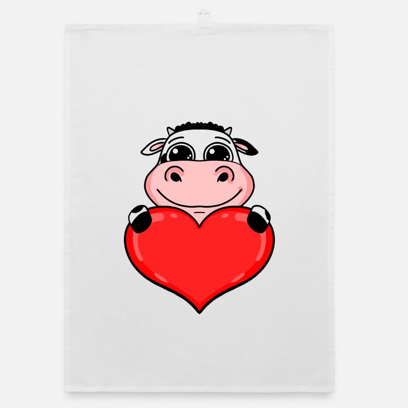 Kuh mit Herz - Liebe Romantisch Organic Geschirrtuch