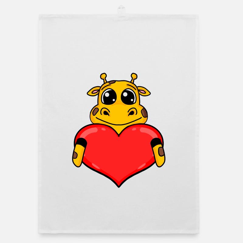 Giraffe mit Herz - Liebe Romantisch Organic Geschirrtuch