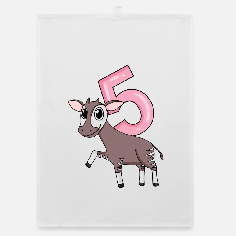 Fille de 5 ans Okapi cadeau de 5ème anniversaire Torchon bio