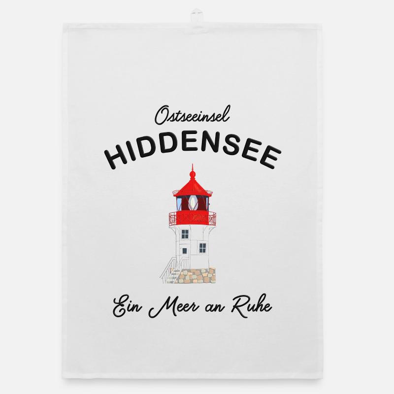 Hiddensee, ein Meer an Ruhe, Leuchtturm Gellen - Organic Geschirrtuch - Weiß