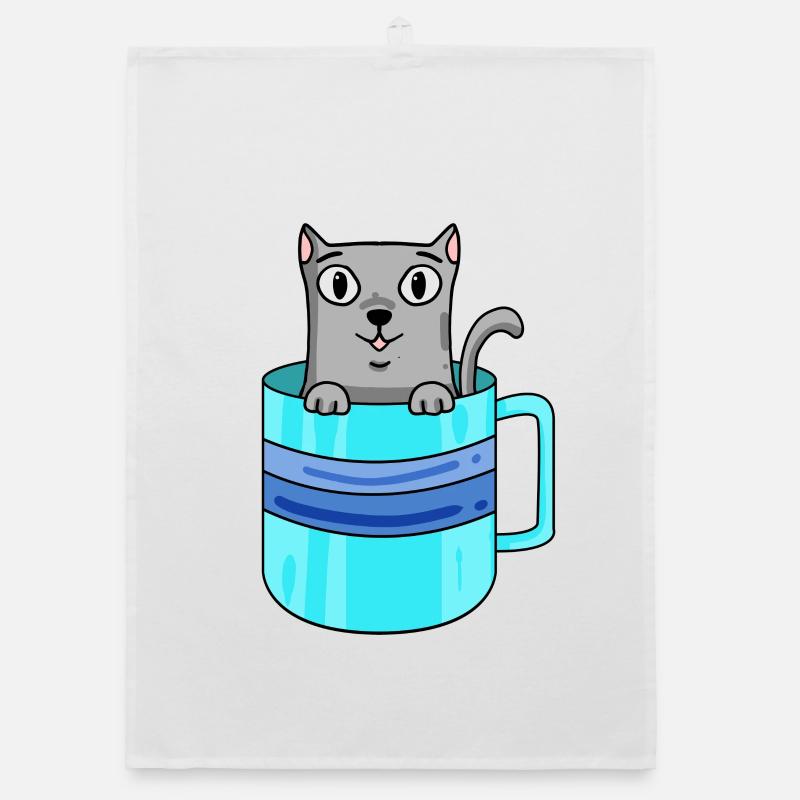 Chat mignon dans une tasse à café Torchon bio