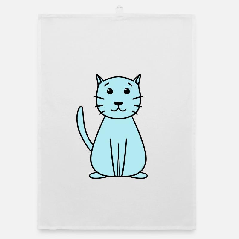 simple cute cat Organic dish towel
