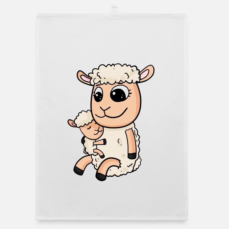 Moutons avec bébé moutons Torchon bio