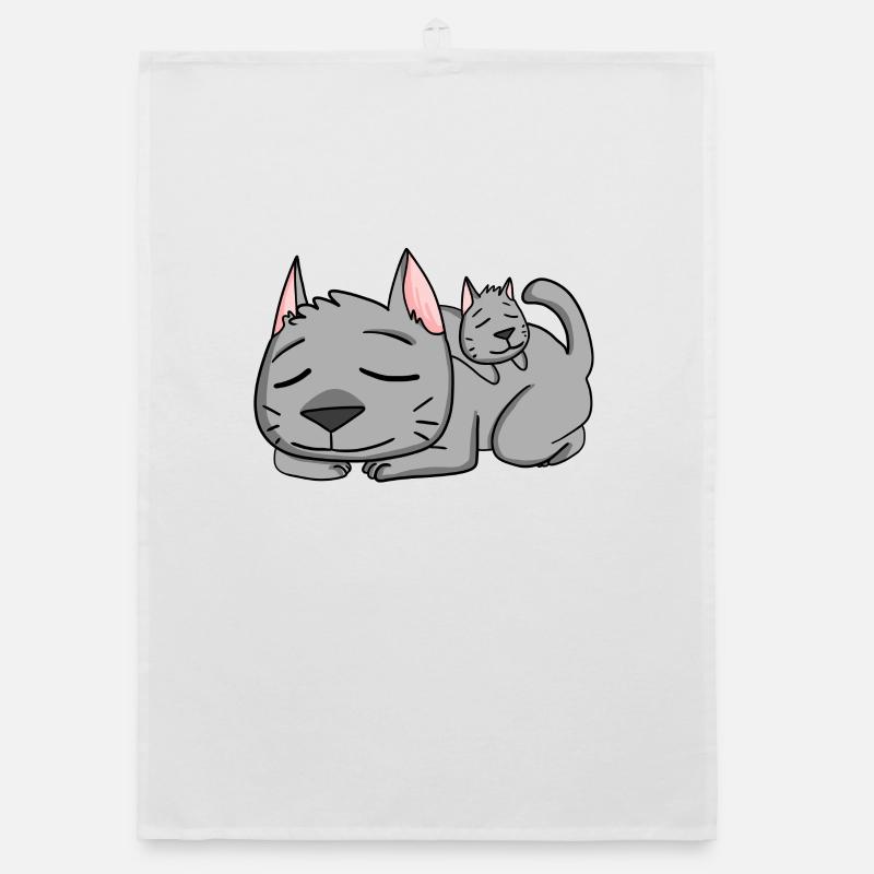 Chat avec bébé chat Torchon bio