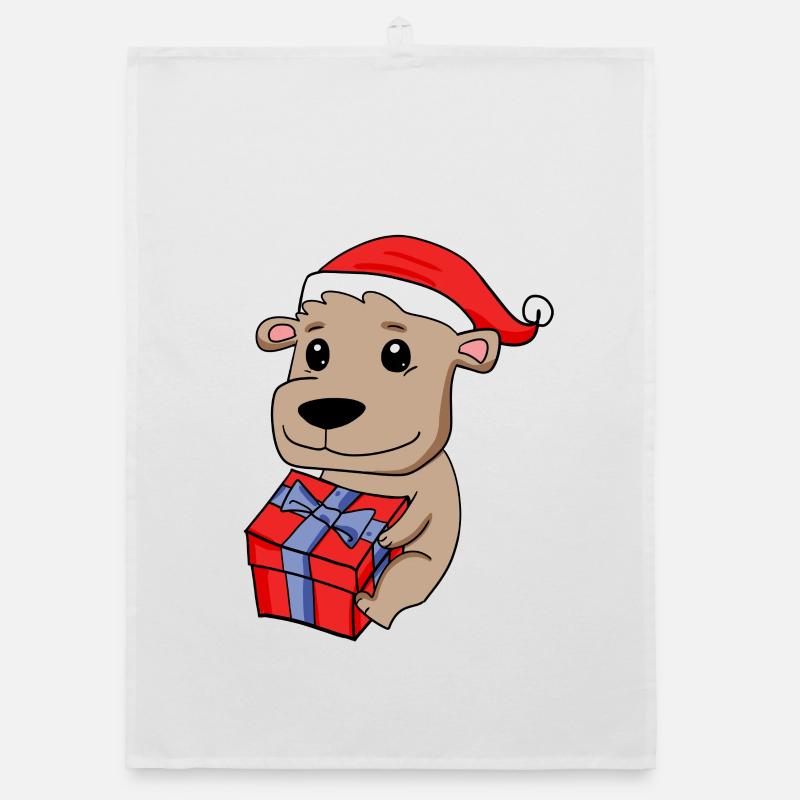 Bébé ours de Noël avec cadeau Torchon bio